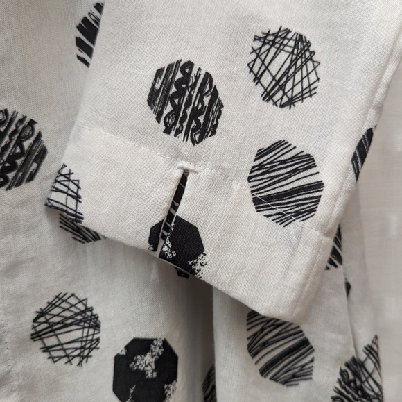 Fridaze 100% Linen Redefined Button Up Shirt Novelty Print Sz S - Picture 4 of 9